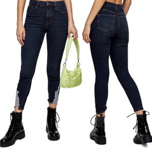 TOPSHOP Jamie High Waist Ripped Hem Skinny Jeans